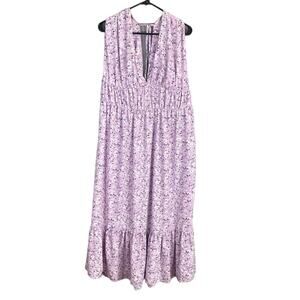 ASOS Purple Floral Sleeveless V-Neck Summer Dress Women Sz 14